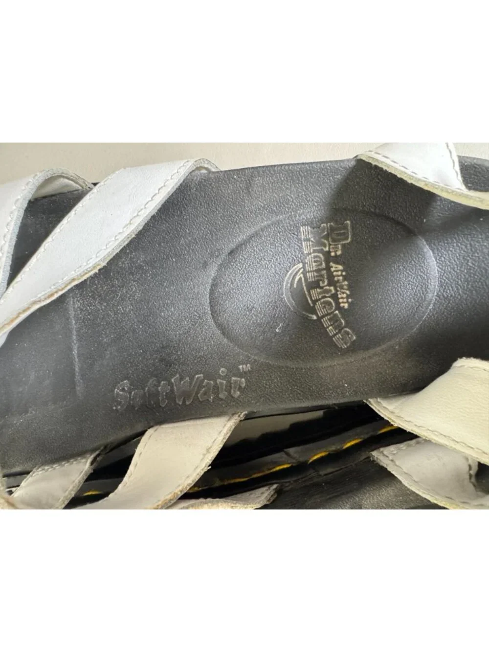 Dr. Martens Blaire White Hydro Leather Gladiator Sandals Women 8 Platform Chunky